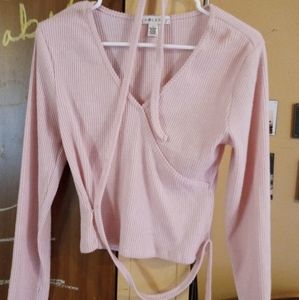 Pink long sleeve crop shirt